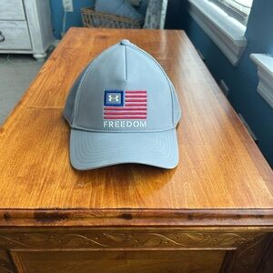 Under Armour Gray Cap with Red & Blue Flag details